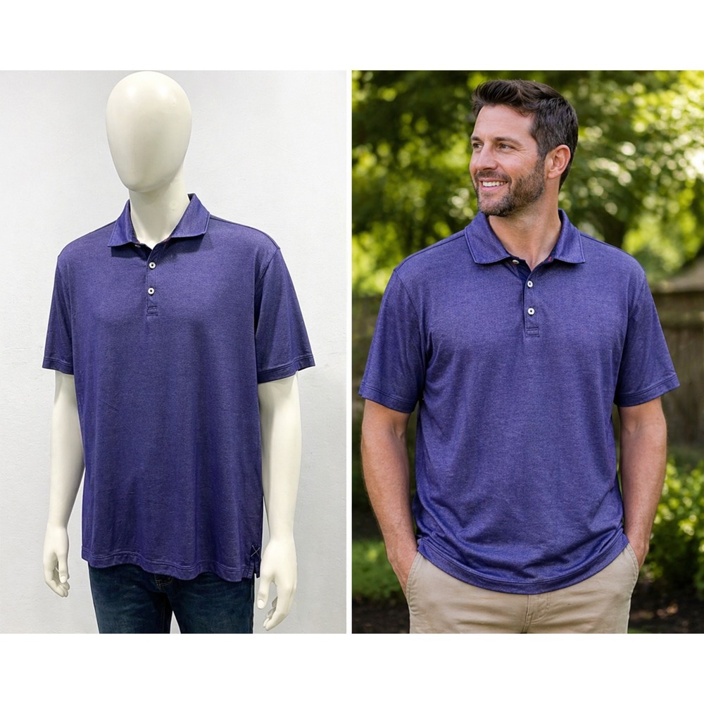 Tommy Bahama Polo Shirt Men's Large Blue Casual Golf Lightweight Short Sleeve‎